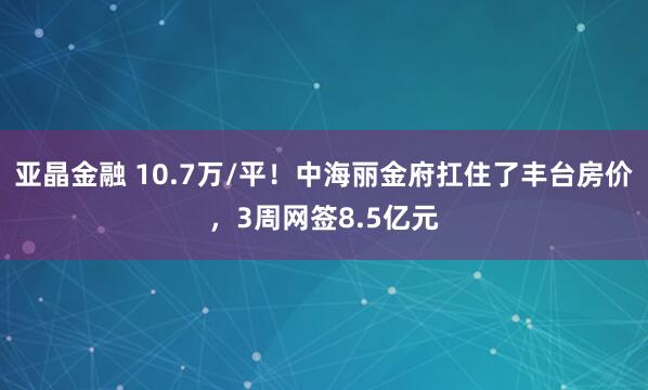 亚晶金融 10.7万/平！中海丽金府扛住了丰台房价，3周网签8.5亿元